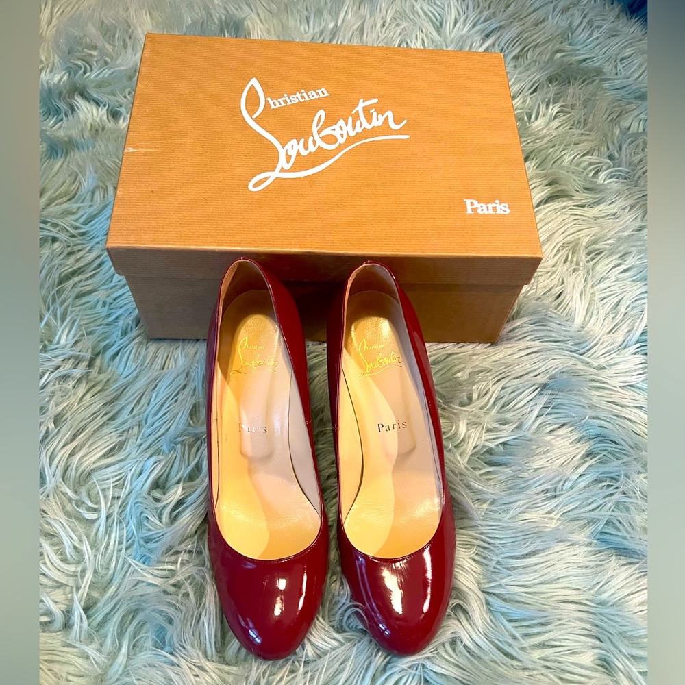 Christian Louboutin Plum Fifi Patent Leather Red Pumps EU 38.5 US 8.5 Reg (M, B)